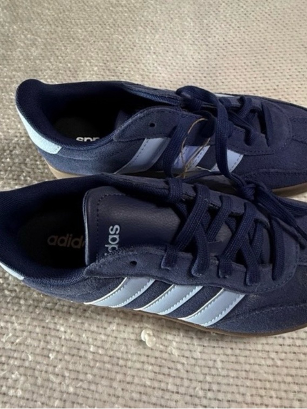 adidas Navy Suede Sneakers with Light Blue Stripes